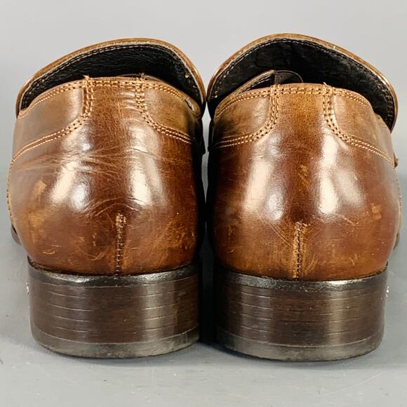 DSQUARED2 Size 12 Brown Leather Square Toe Penny Loafers main image 8